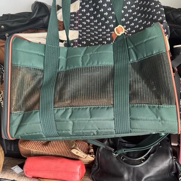 Green Quilted Travel Pet Carrier - Picture 1 of 6